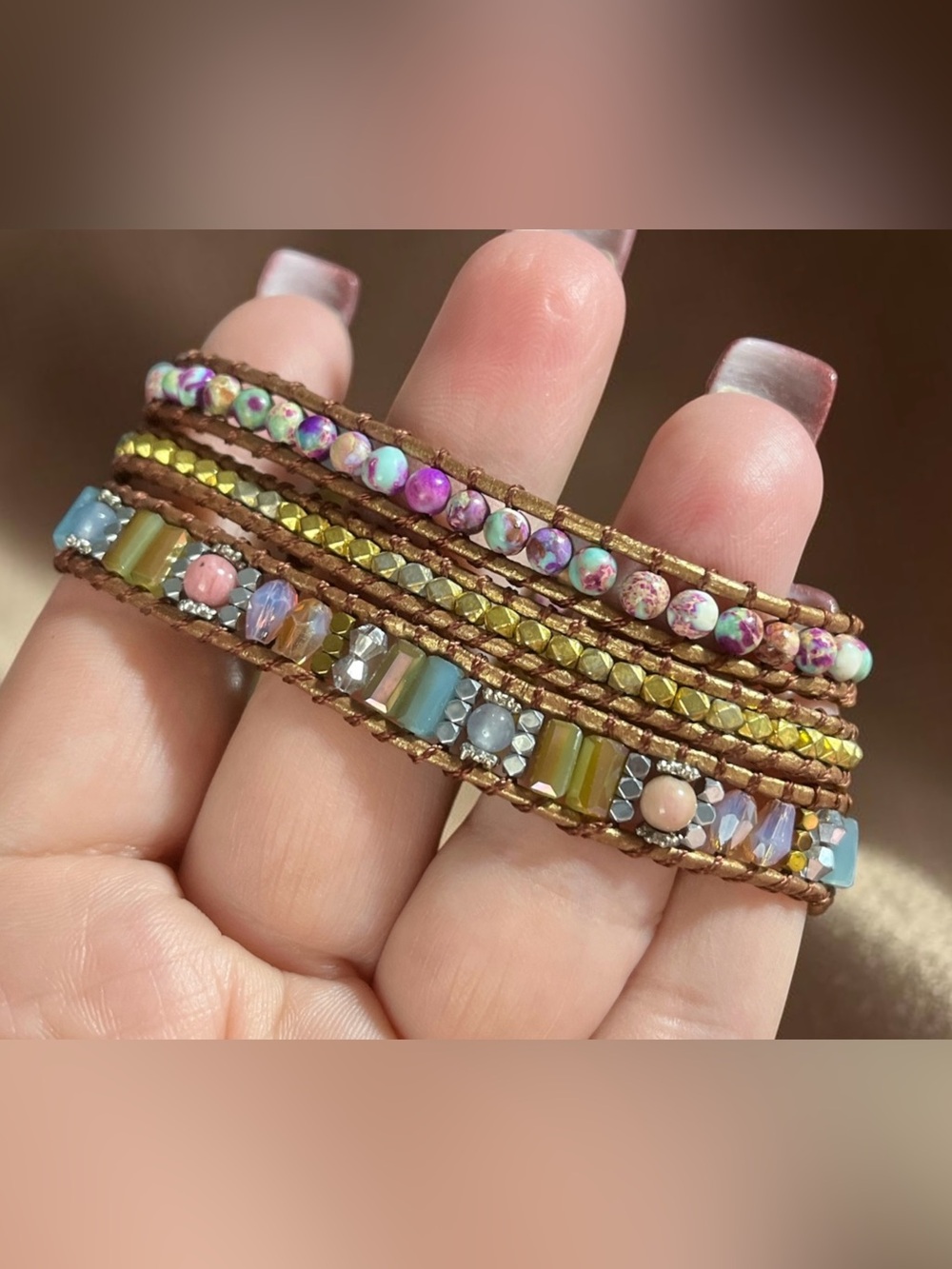 Colorful Beaded Multi-Strand Wrap Jasper Bracelet - Women Jewelry